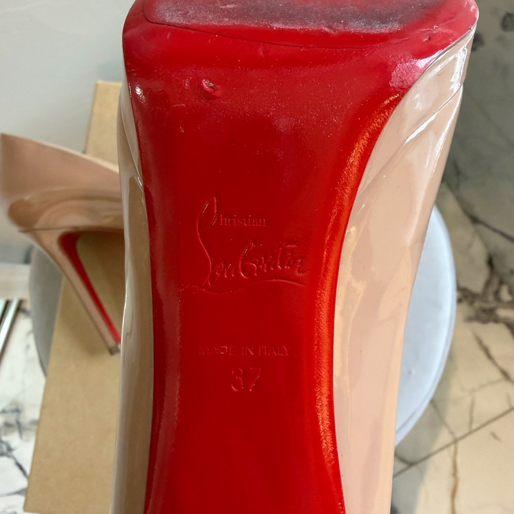 Christian Louboutin Blush Patent Leather Pointed Toe Pumps - Picture 4 of 5